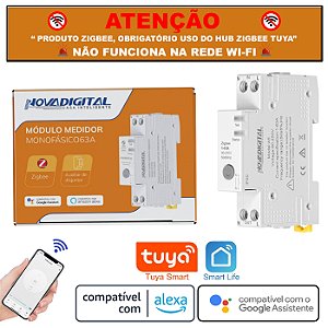 Módulo Disjuntor Medidor de Consumo De Energia Monofásico 63a Zigbee Tuya Nova Digital