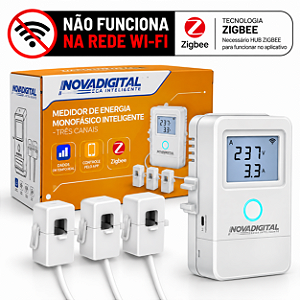 Medidor Energia Inteligente Zigbee 3 Canais NovaDigital 80A