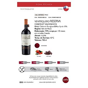 Vinho Tinto Seco Ventisquero Reserva - Cabernet Sauvignon 2020 CHILENO