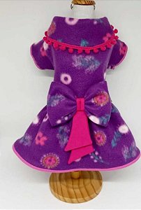 Vestido Soft Pompom Floral Roxo