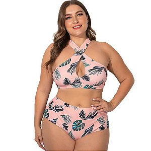 Conjunto biquíni plus size top cruzado