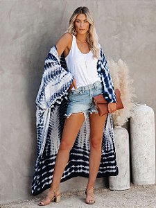 Saída de praia modelo Kimono tie dye longo