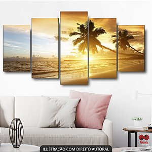 QUADRO DECORATIVO COQUEIROS AO POR DO SOL