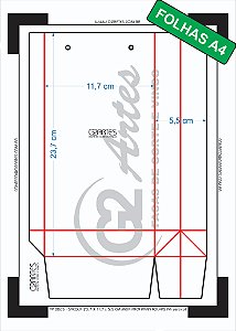 PP 0065 - Sacola 23,7 X 11,7 x 5,5 cm (Meia Faca) PARA FOLHAS A4 vertical