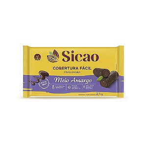 Chocolate Cobertura Meio Amargo Facil em Barra 2,1Kg Sicao