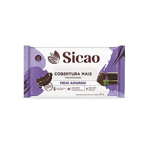 Chocolate Cobertura Meio Amargo em Barra Mais 2,1Kg Sicao