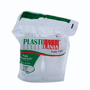 Pote Quadrado C/Tampa 10 Uni 220Ml Plastilânia