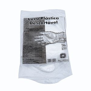 Luva descartável Plástica 100 Uni Descarpack