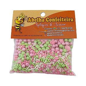 Confeitos Sprinkles Rosa Esmeralda 60G Abelha Confeiteira
