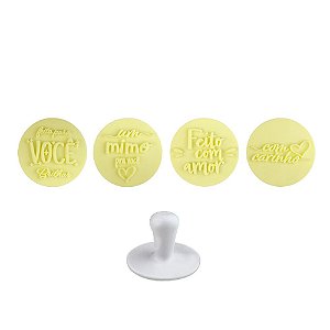 Kit Carimbos Amarelo Frases Mimos 5Cm 5 Peças Bluestar