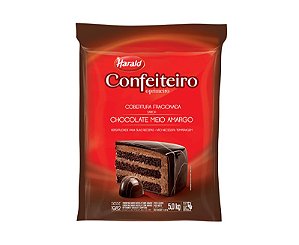 Chocolate Confeiteiro Cobertura Fracionado Meio Amargo em Barra 5Kg Harald