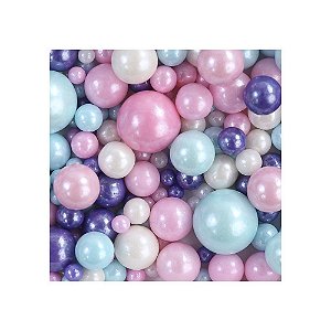 Confeito Sugar Beads Perolizados Rosa/Roxo/Azul/Branco Sortido 100G Allonsy