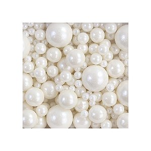 Confeito Sugar Beads Perolizados Branco Sortido 100G Allonsy