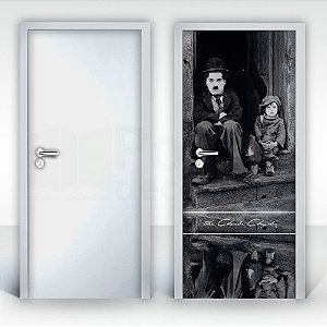 Adesivo Para Porta, Papel De Parede - Charlie Chaplin - Preto e Branco