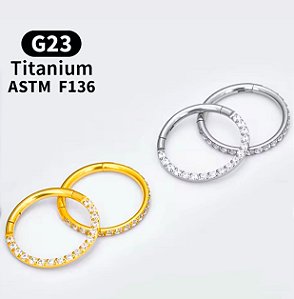 PIERCING ARGOLA CRAVEJADA FRENTE EM TITÂNIO
