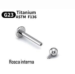 PIERCING LABRET TRADICIONAL TITÂNIO ROSCA INTERNA