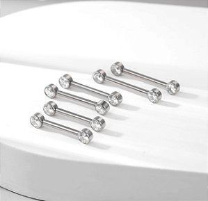 PIERCING BARBELL RETO MAMILO PEDRA TITANIO RI (PAR)