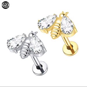 PIERCING LABRET ABELINHA CRAVEJADA RI TITÂNIO