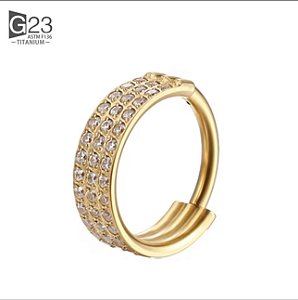 PIERCING ARGOLA TRIPLA CRAVEJADA TITÂNIO