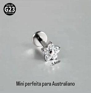 PIERCING LABRET P 3,4mm MINI FLORZINHA CRAVEJADA RI TITÂNIO