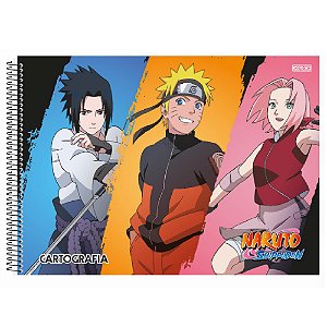 Caderno de Desenho Naruto Shippuden Preto - 60 Folhas - São