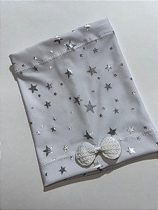 Faixa Pet Branca Estrelas com Laço Croche