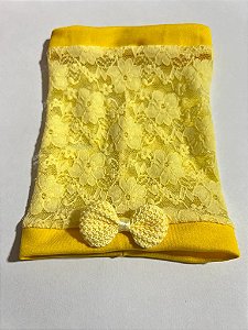 Faixa Pet Renda Amarela Laço Crochê