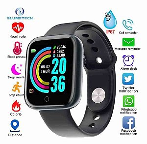 Smartwatch Relógio Inteligente Bluetooth Monitor De Saúde (Preto)