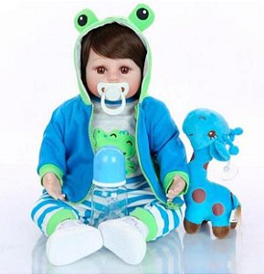 Boneca Bebê Reborn Menino 48cm 100% Silicone