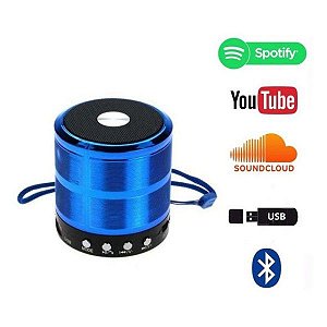 Mini Caixinha Som Bluetooth Portátil Usb P2 Rádio Fm Azul