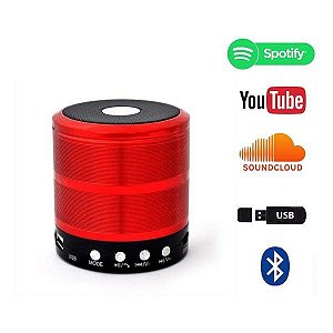Mini Caixinha Som Bluetooth Portátil Usb P2 Rádio Fm Vermelha