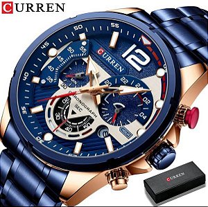 Relógio Masculino Curren Cronógrafo Luxo + Caixa Original
