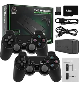 Videogame Stick 4k 64gb 2 Controles Sem Fio Jogos Retro