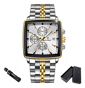 Relógio Masculino Poedagar Luxo Cronógrafo Prateado/Branco