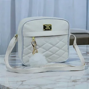 Bolsinha Feminina de Alça Transversal Linda em Couro Sintético Com POMPOM