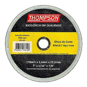 DISCO DE CORTE METAL/AÇO 7" ( 178MM X 1,6MM X 22,2MM)