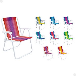 Cadeira De Praia Reclinavel Mor Aço Sortida Unitário Camping