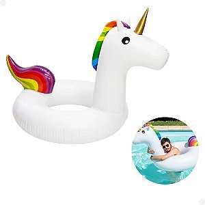 Boia Unicornio Gigant Piscina Inflável 90cm Adulto
