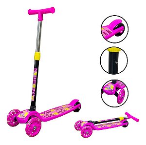 Patinete Infantil Luz 3 Rodas Brilhante Radical Com Led