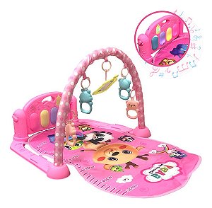 Tapete De Atividades Bebê Rosa Com Piano Musical E Brinquedo