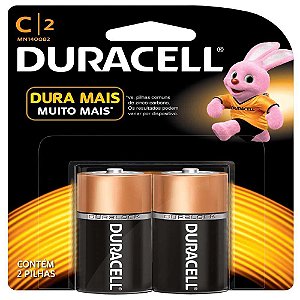 Pilha Alcalina Duracell Alcalina Média com 2 Unidades C2