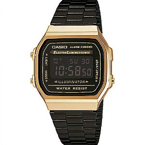 Relógio Casio Unissex Vintage A168WEGB-1BDF - Dourado/Preto
