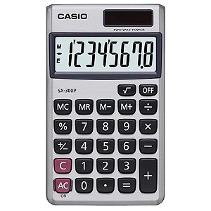 Calculadora de Bolso Casio 8 Digitos SX-300P - Prata