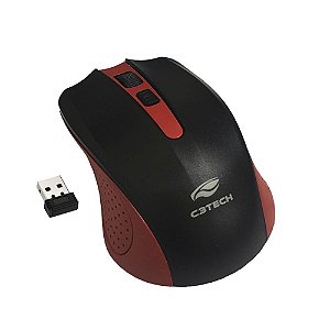 Mouse sem Fio C3Tech 1000DPI M-W20RD - Preto/Vermelho