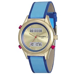 Relógio Mondaine Feminino Anadigi 99210LPMVDH3 - Dourado/Azul