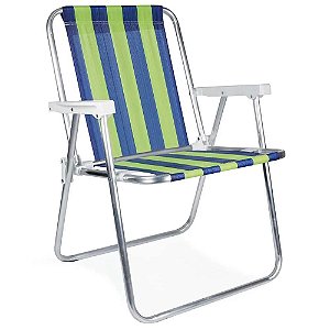 Cadeira Alta Praia Mor Alumínio - Azul e Verde