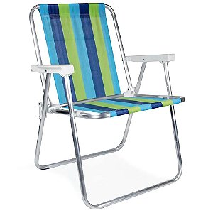 Cadeira Praia Mor Alta Alumínio Ref.2220 - Azul e Verde