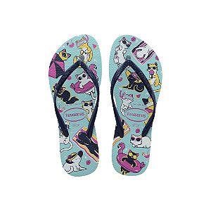 Chinelo Havaianas Slim Pets Azul Céu - 35/36