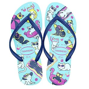 Chinelo Havaianas Slim Pets Azul Céu - 27/28