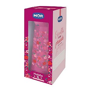 Garrafa Nobile Mor Decorada 1 Litro Embalagem Presente Rosa